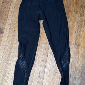 Black Athletic Leggings with Mesh Detail